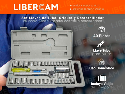 Imagen 3 de 10 de Juego De Llaves Combinadas Tubo Caja Herramientas 40 Valija