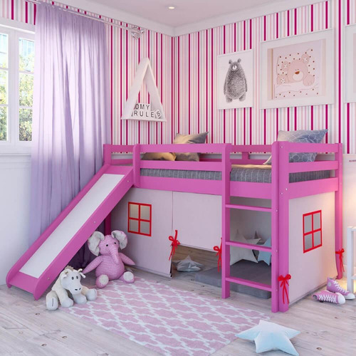 Cama ARBOL ARB-3009 cuna color rosa fabricada en madera