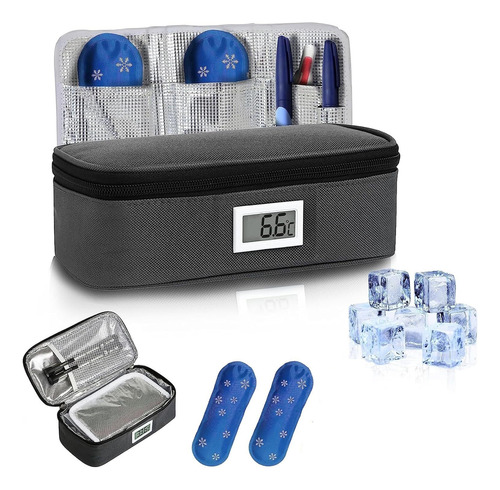 Nevera For Insulina Con Pantalla Digital Y 2 Bolsas De Hielo