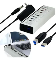 Comprar Hub Usb De 7 Puertos Usb 2.0 3.0 Con 4 Usb Datos Y 3 Usb Switch Interruptor Para Laptop Pc Slim Company Conector Multiconector Adaptador 7 En 1 Carga Rápida Color Blanco
