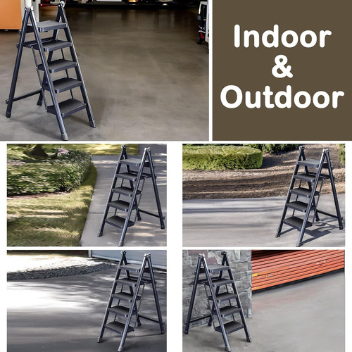Zzv Escalera De 5 Escalones, Taburete Plegable Con Pedal Ant