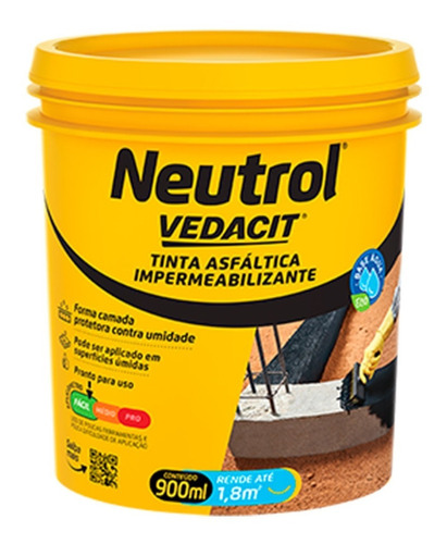 Neutrol Tinta Asfáltica Impermeável Acqua Vedacit 900ml