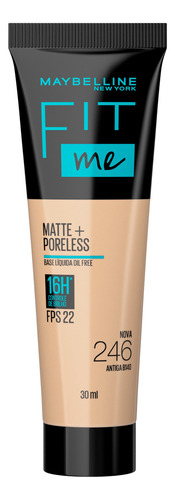 Base de maquiagem líquida Maybelline Fit Me Matte+ Poreless Fit Me FPS tom nova 246 antiga b140  -  72mL 45g