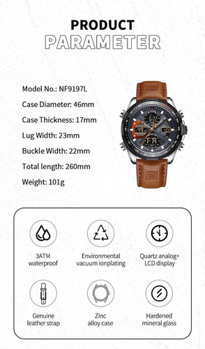 Reloj Deportivo Naviforce For Hombre, Reloj De Piel
