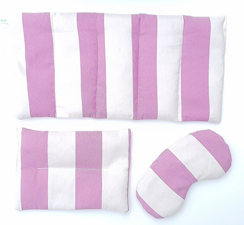 Imagen 10 de 10 de Kit 3 Almohadas Terapéuticas Semilla Lumbar Antifaz Multiuso
