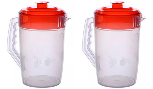 Jarra De 4 Litros De Plastico Resistente Con Tapa Set 2 Pzas Color