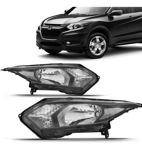 Farol Honda Hrv 2015 2016 Foco Simples Mascara Negra