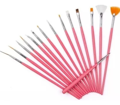 Set X 15 Pinceles Para Nail Art/decoración De Uñas