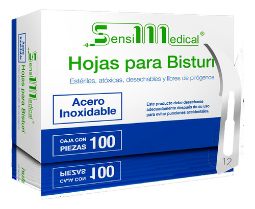 Hojas P/ Bisturi De Acero Inoxidable # 12 C/100 Sensimedical