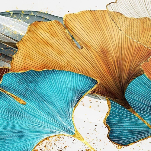 Imagen 4 de 5 de Cuadro Decorativo Mural Triptico Petalos Dorados 126x60 Mdf