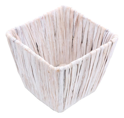 Cesta De Aguapé Quadrada Branca Decoração C13xl13xa11cm 1un Cor Branco