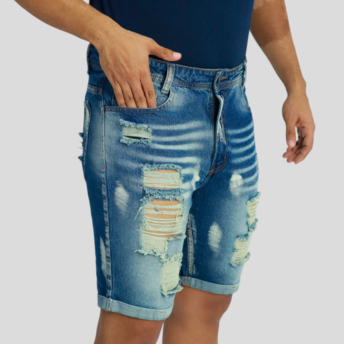 Bermuda De Jeans Denim Bj9 Hombre Grey