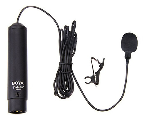 Microfone Lapela Xlr 3 Pinos Boya By-m8od Para Câmeras Cor Preto