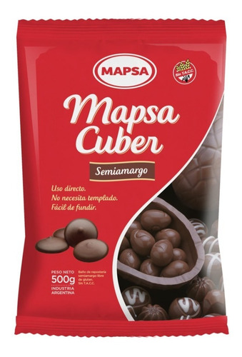 Boton Chocolate Mapsacuber Semiamargo Baño D Reposteria 500g