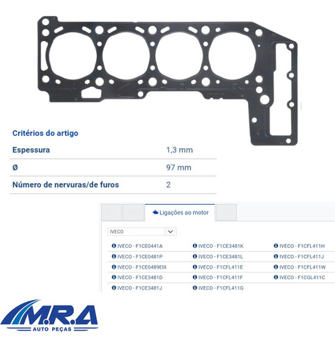 Junta Cabeçote Iveco Daily Euro 3/5 3.0 1,3mm 2008-18 Ajusa