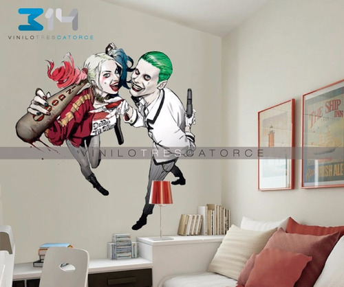 Vinilo Decorativo Joker, Harley Quinn Calcomanía De Pared.