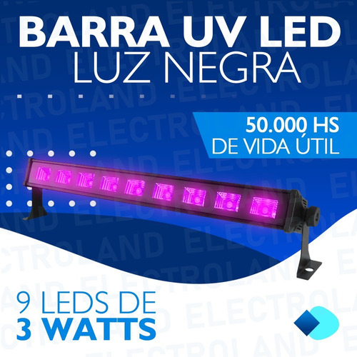 Imagen 3 de 10 de Barra Luz Negra Uv Lampara Ultravioleta Efectos Fiestas 9x3w