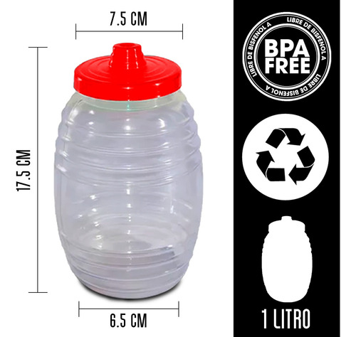 Vitrolero De Plástico 1l Para Micheladas Y Fiestas