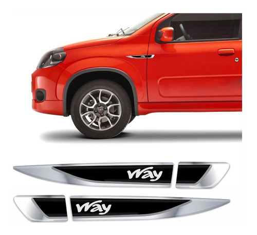 Adesivo Aplique Lateral Fiat Uno Way Emblema Par Res44