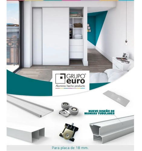 Kit Integral Frente Placard 3mts Aluminio Smart Grupo Euro