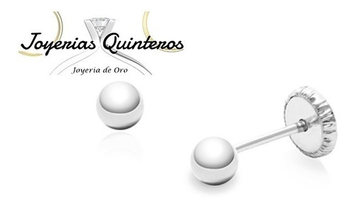 Aros Bebe Oro Blanco 18k Bolita