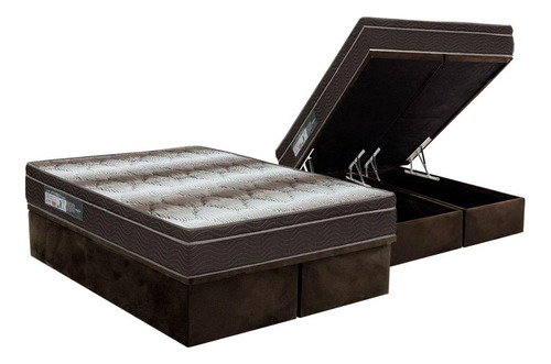 Cama Box Baú Queen: Colchão Ortopédico Ortobom   Light + Ba