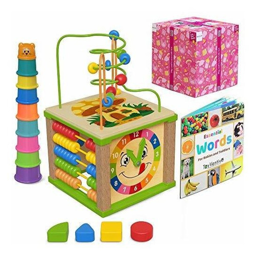 Imagen 6 de 6 de Toyventive Cubo De Actividades Para Bebés De Madera Para Niñ