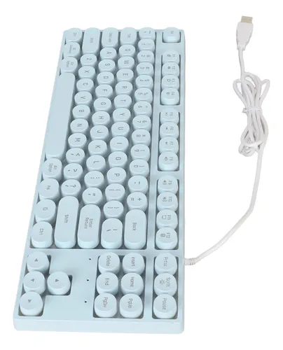 Teclado Mecânico de 87 Teclas, Teclado Redondo de Toque USB Com  Retroiluminação Colorida, Teclado Ergonômico para Jogos de Digitação  Precisa, para PC de Mesa (Azul)