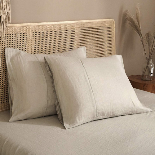 Juego De 2 Fundas De Almohada De Lino Natural 50x66 Cm