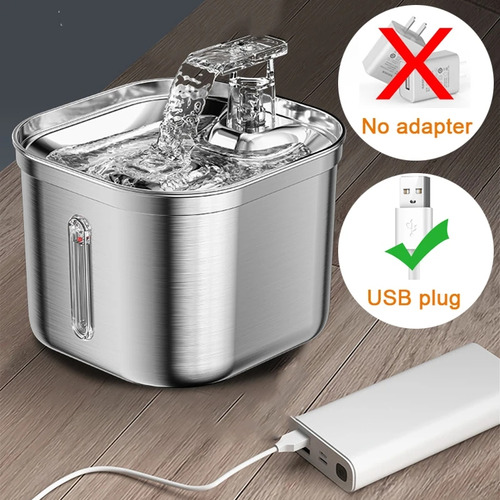 Fuente De Agua Para Gatos De Acero Inoxidable Con Sensor