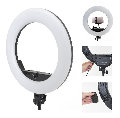 Kit Led Ring Light De 18 Polegadas A Bateria