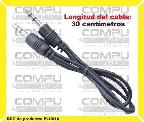 Cable Audio Plug Corto 3.5 Mm 30 Cm Ref Plu01k Computoys Sas