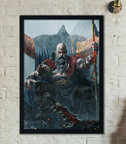 Cuadro God Of War Kratos Marco Vidrio 51x36 Poster Gow01