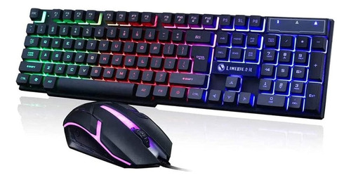 Kit Gamer Rgb Teclado Mouse Usb Luz Led Rainbow 3200dpi