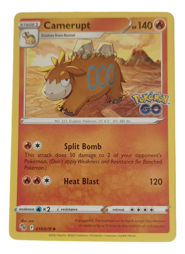 Carta Tcg Pokémon Go Camerupt 14/78 Año 2022 (Usado)