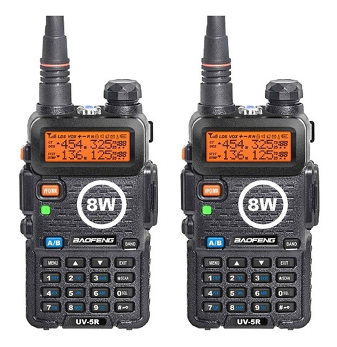 Imagen 1 de 7 de Kit X 2 Handy Baofeng Uv5r 8w Con Manos Libres Y Usb
