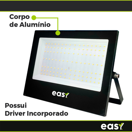 Kit 10 Refletor Led Holofote 200w 6500k Á Prova D Agua Easy