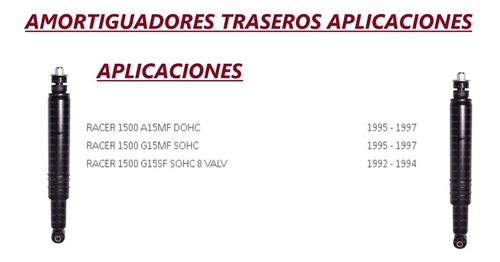 Par Amortiguadores Traseros Daewoo Racer -1.5-92/97 Leer***