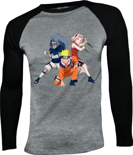 Camiseta Naruto Model 21 Manga Larga Camibuso Raglan