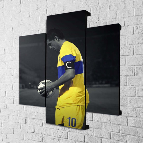 Cuadro Riquelme Moderno Triptico Horizontal Boca Futbol 004