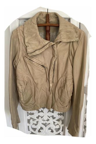 Campera De Cuero Rapsodia Talle 2 Color Beige (1j)