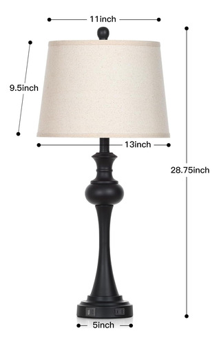Juego De 2 Lámparas De Mesa Modernas De 28.75 Pulgadas Con C