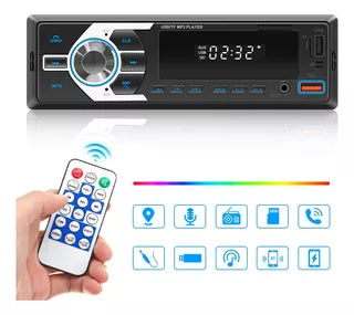 Auto Stereo Coche Mp3 Bluetooth 1 Din Radio Fm Aux Sd 2usb