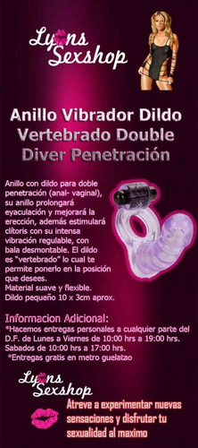 Imagen 3 de 10 de Anillo Vibrador Dildo Vertebrado Double Diver Penetración