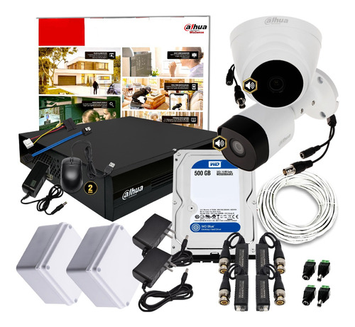 Kit Cámaras De Seguridad Cctv 4 Dahua 1080p + 2 Audio + D500