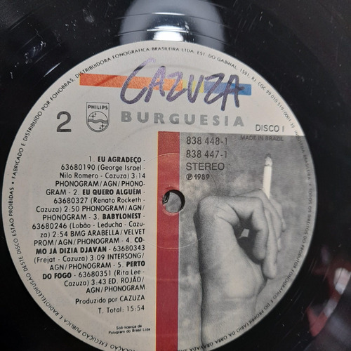 Imagem 5 de 10 de Vinil Lp Cazuza Burguesia Album Duplo Bom Estado.