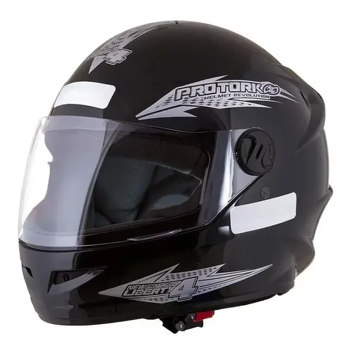 Capacete New Liberty Four 58 Preto Brilhante Pro Tork Desenho Sol...