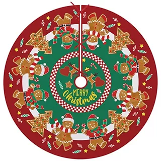 Merry Christmas Tree Skirt 48 Inches, Lace-up Gingerbre...