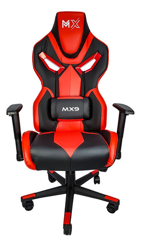 Cadeira de escritório Mymax MX9 gamer ergonômica  preta e vermelha com estofado em tecido sintético