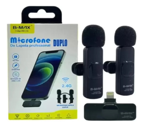 Microfone Lapela Duplo B-max Bm-221ip
